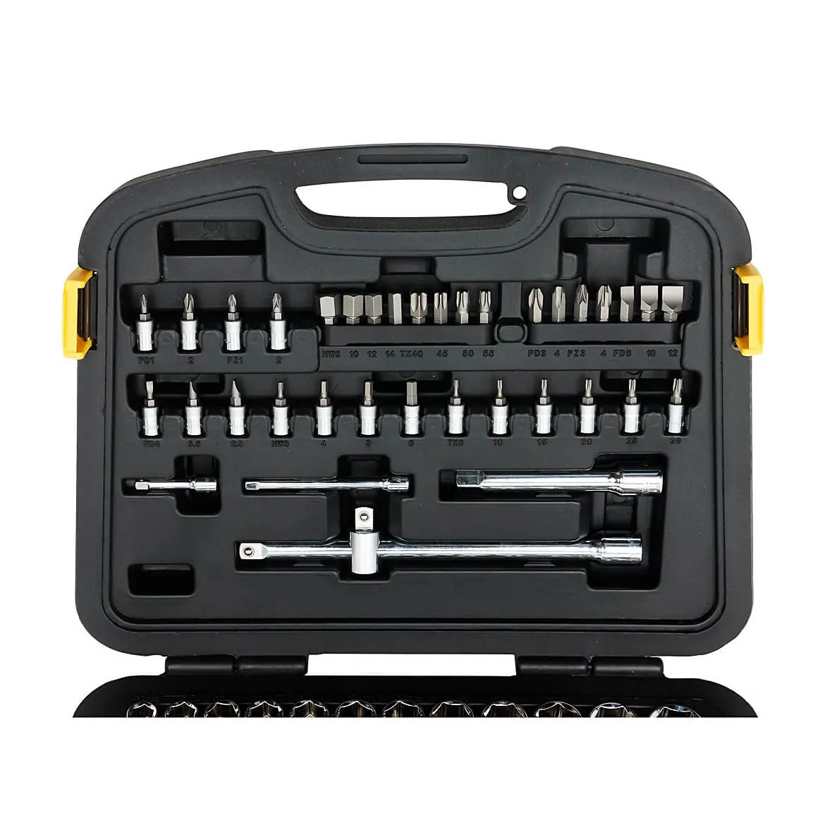 Stanley 86 Pcs 1/4 Inch & 1/2 Inch Sq. Drive 6 PT Metric Socket Set, 94-190