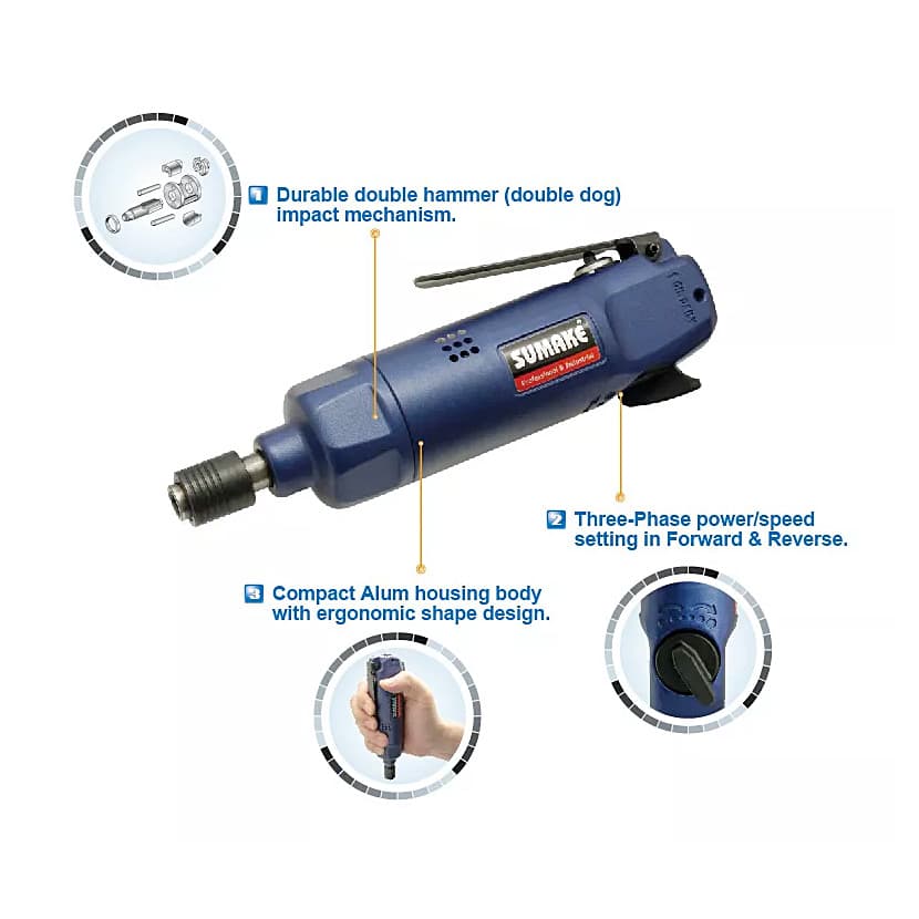 Sumake 68 Nm / 12000 rpm Double Hammer Air Impact Screwdriver, ST-SD300