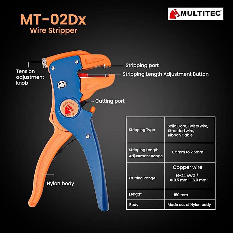 Multitec 7 inch / 180 mm Automatic Wire Stripper & Cutter, MT-02DX