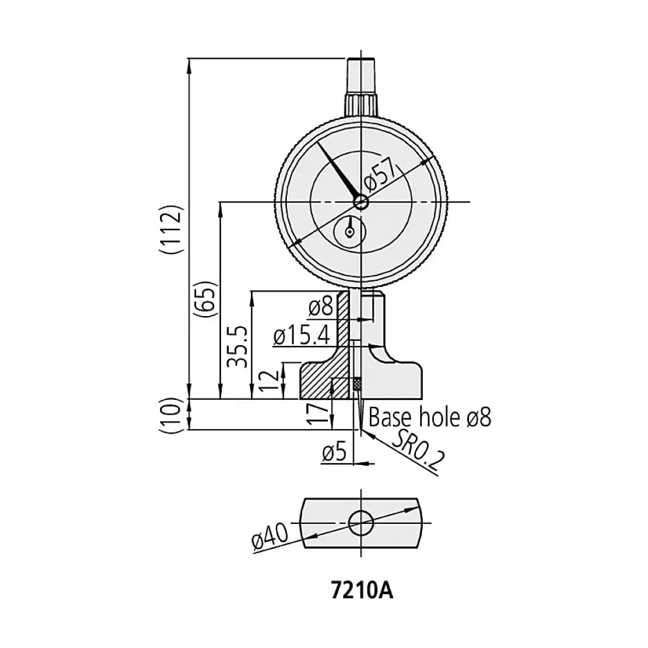 Mitutoyo 0 - 10 mm Dial Depth Gauge with Needle Contact Element, 7210A