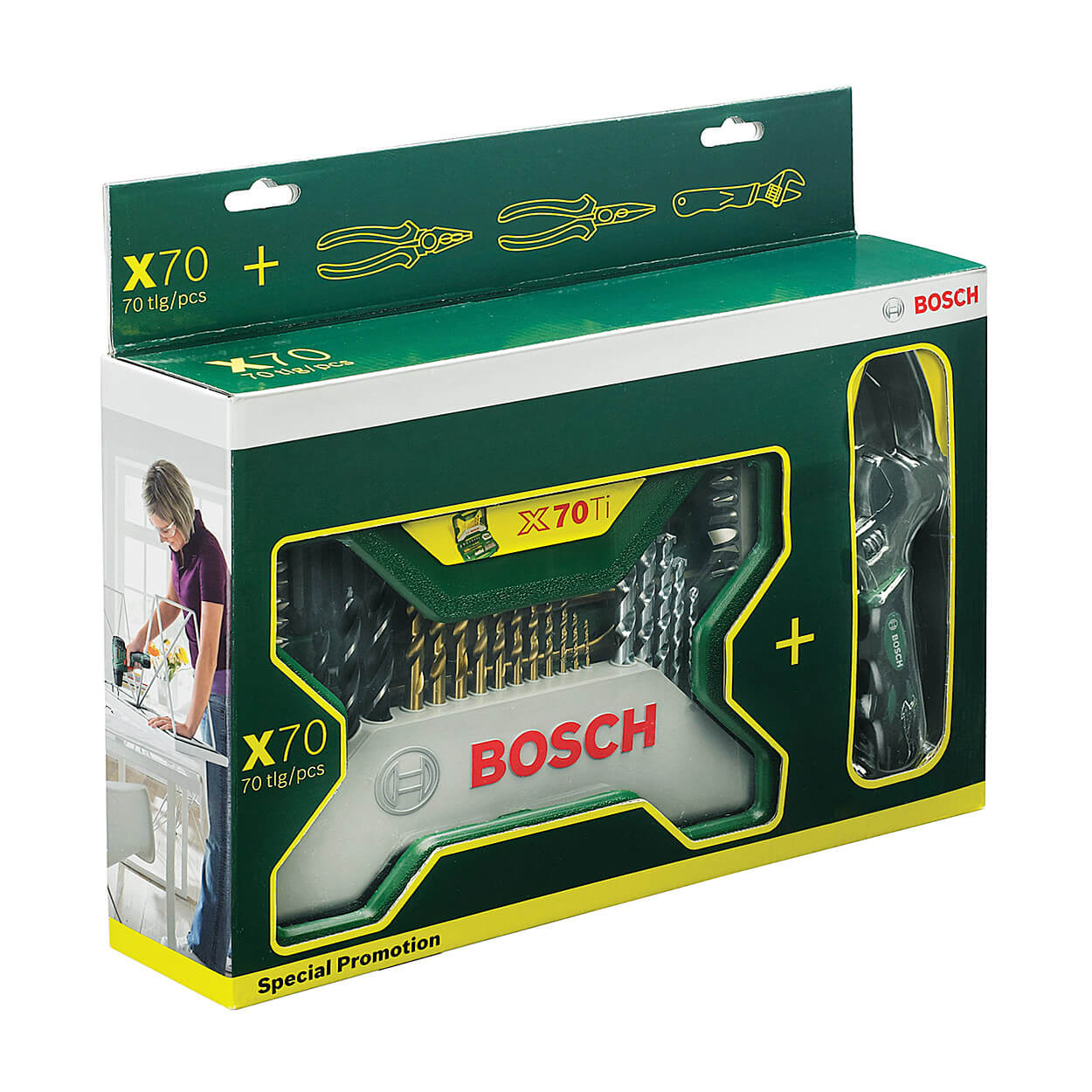 Bosch 70 Pcs X-Line Titanium Set with Pliers, 2 607 017 197