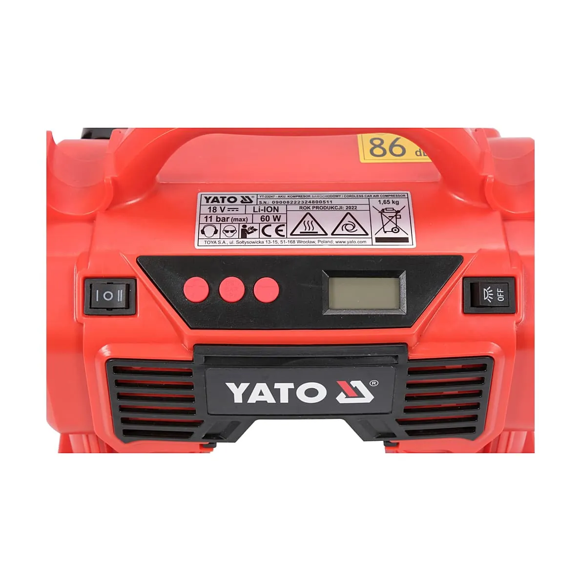 Yato 18V / 160 PSI Cordless Inflator without Battery & Charger, YT-23248