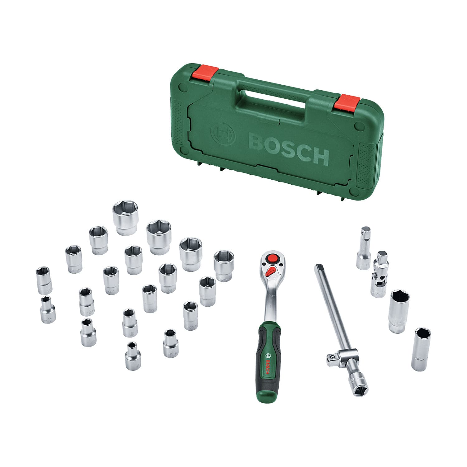 Bosch 25 Pcs 1/2 Inch Sq. Drive Ratchet Set, 1 600 A02 Z9F