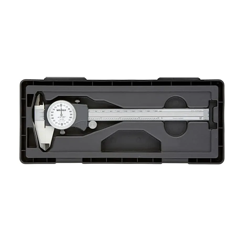 Mitutoyo 150 mm / 6 inch Dial Caliper with Locking screw & Thumb Roller (0.2 inch Per One Revolution), 505-740J