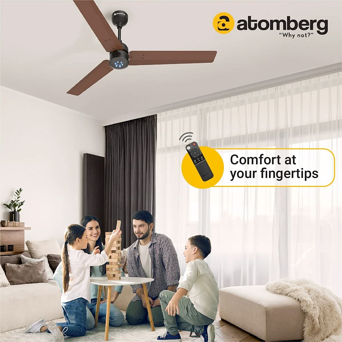 Atomberg Renesa 1200 mm Energy Efficient Ceiling Fan With BLDC Motor & Remote (Brown & Black)