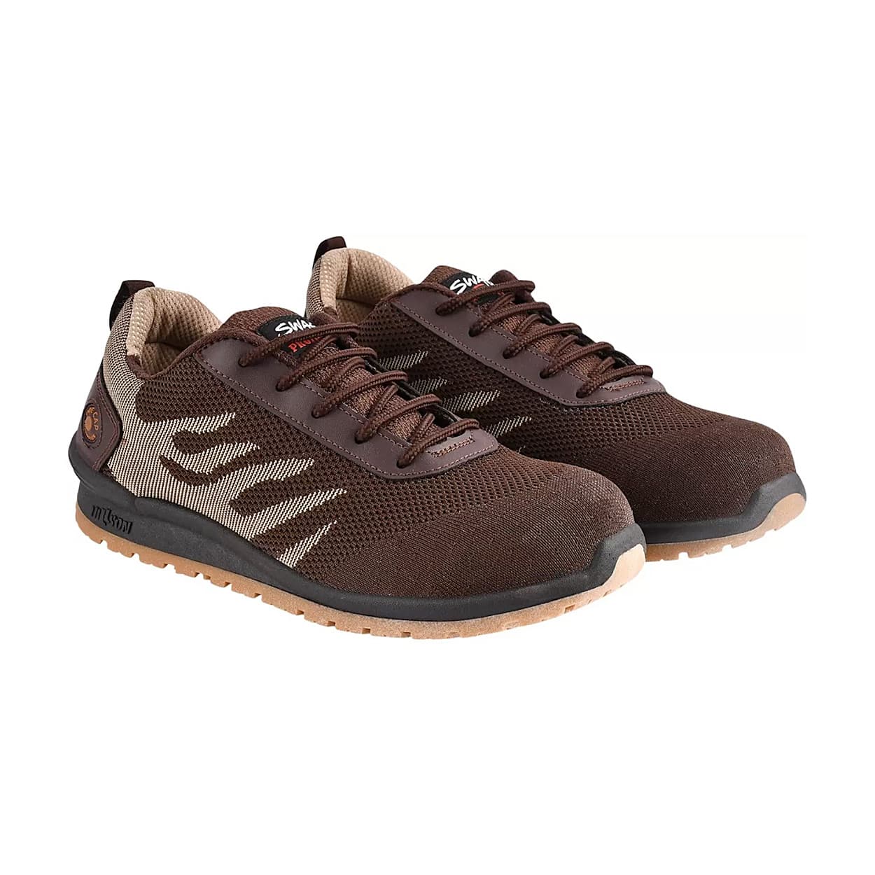 Hillson Dual Density TFP Sole Synthetic Leather Swag Safety Shoes - Steel Toe (Brown & Tan), Swag-1909