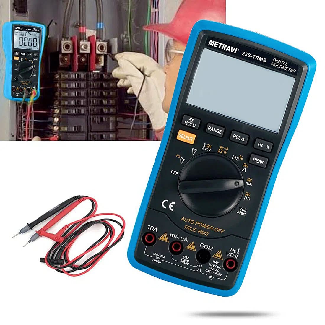 Metravi 4-1/2 Digits / 1000V Digital TRMS Multimeter, 23S-TRMS