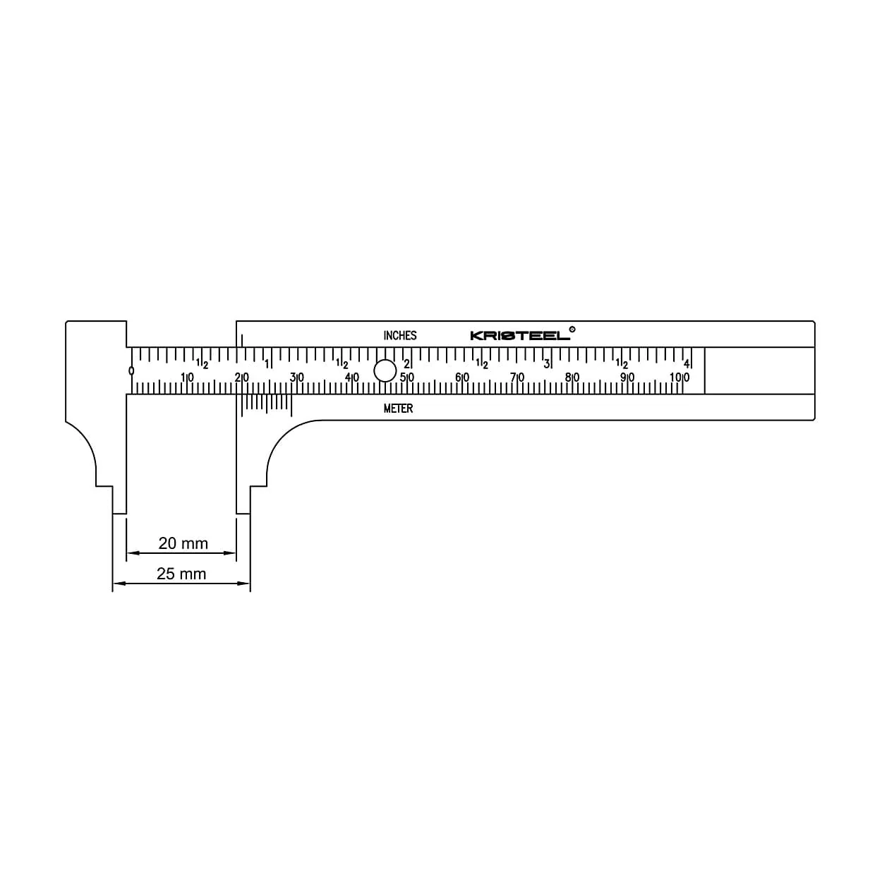 Kristeel 100 mm / 4 inch Brass Caliper Gauge, 1504-CG-4
