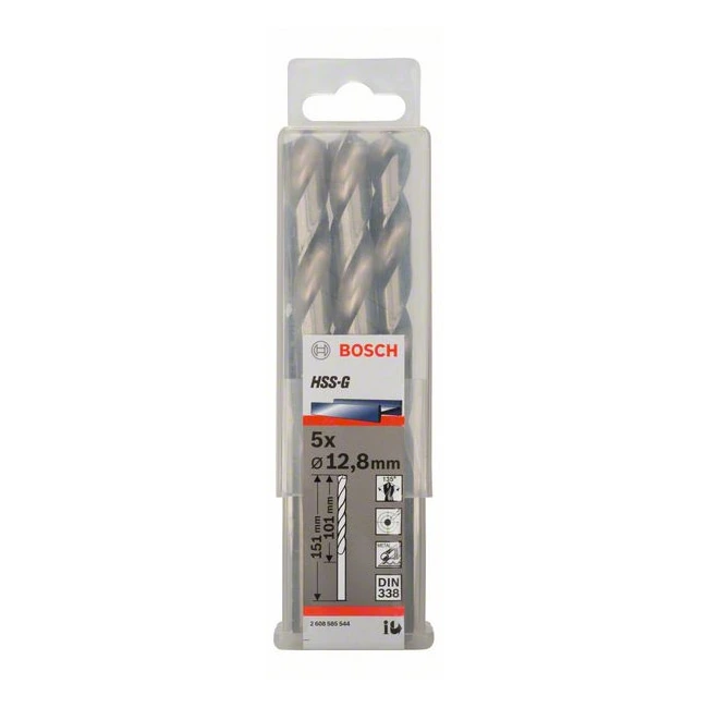 Bosch 12.80 x 151 mm HSS Metal Drill Bits (Pack of 5 Pcs), 2 608 585 544