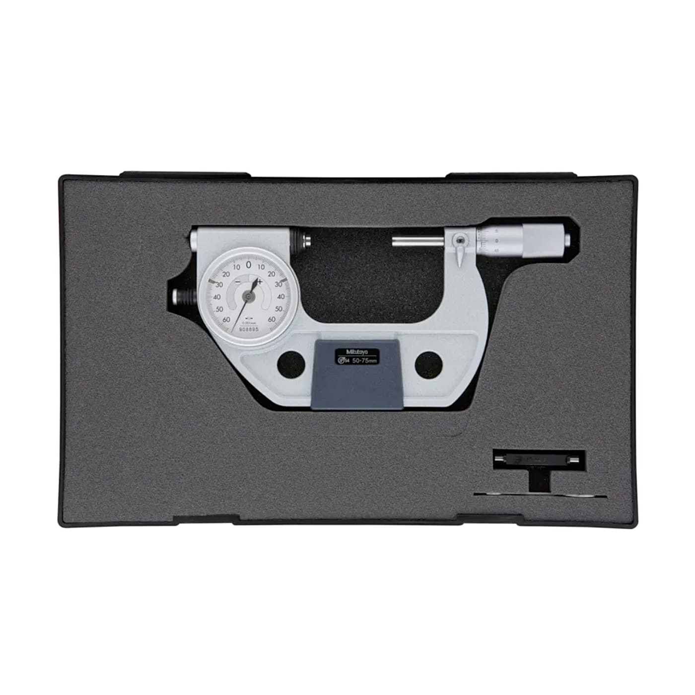 Mitutoyo 50 - 75 mm Dial Indicating Micrometer with Left Side Operating Button, 510-123
