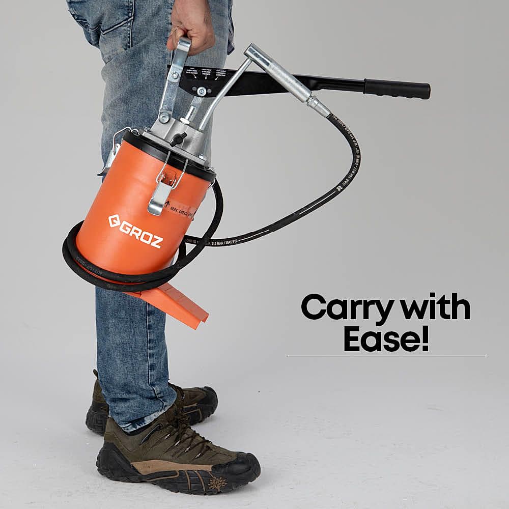 Groz 3 Kg Hand Operated Bucket Grease Pump With Variable Handle Setting (Without Wheel), VGP/3A/RF