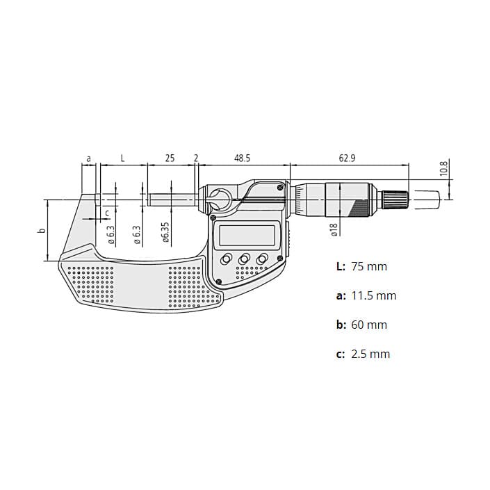 Mitutoyo 75 - 100 mm Digital Micrometer Without Data Output (IP65 Coolant-Proof), 293-243-30