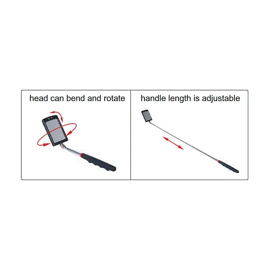 Insize 65x42 mm Telescoping Inspection Mirror (With Illumination), 7162-1