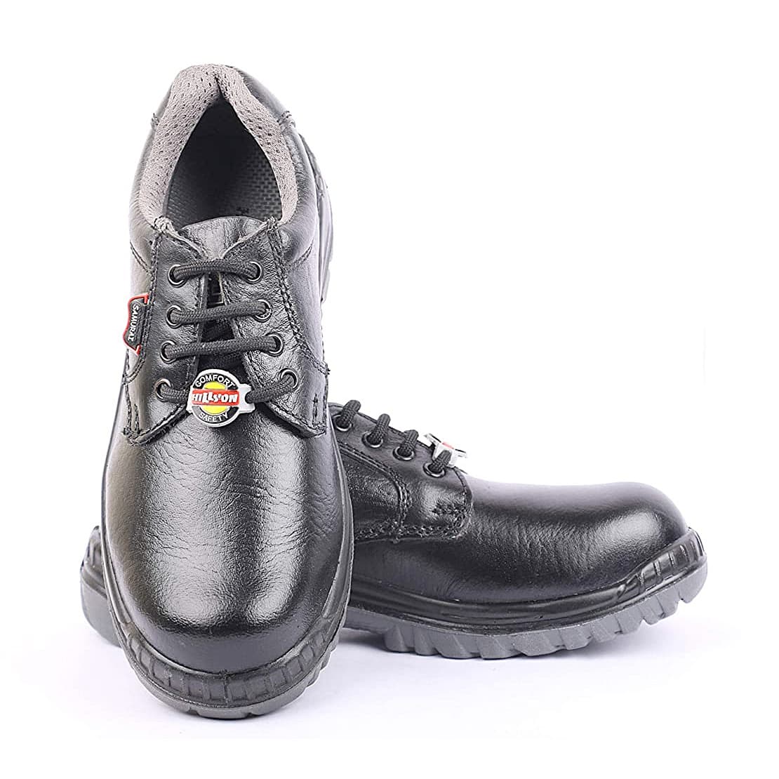 Hillson ISI Marked Double Density Grain Leather Samurai Safety Shoes - Steel Toe (Black)