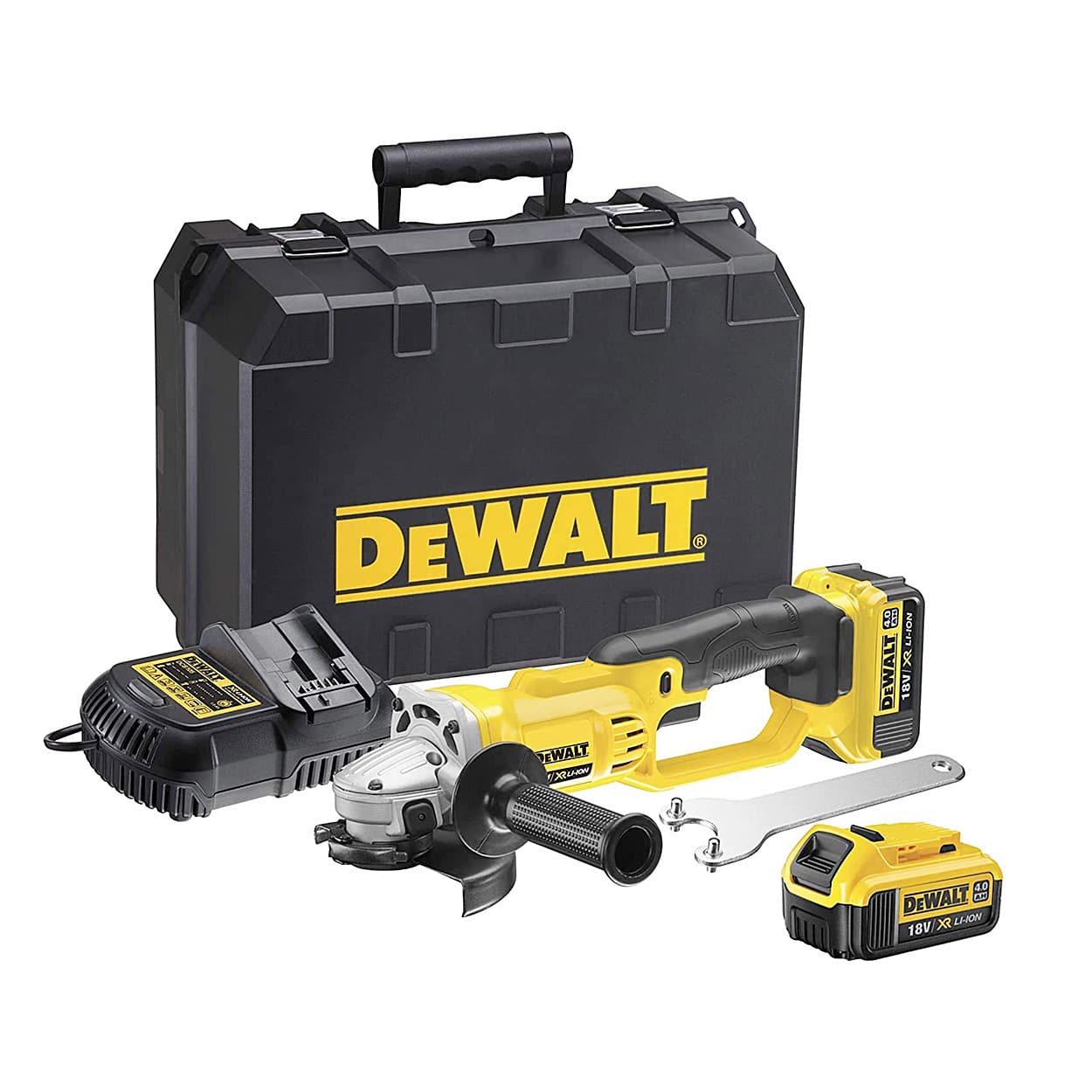 Dewalt 18V / 125mm Li-Ion Cordless Angle Grinder with 2x4.0Ah Batteries Included, DCG412M2-GB