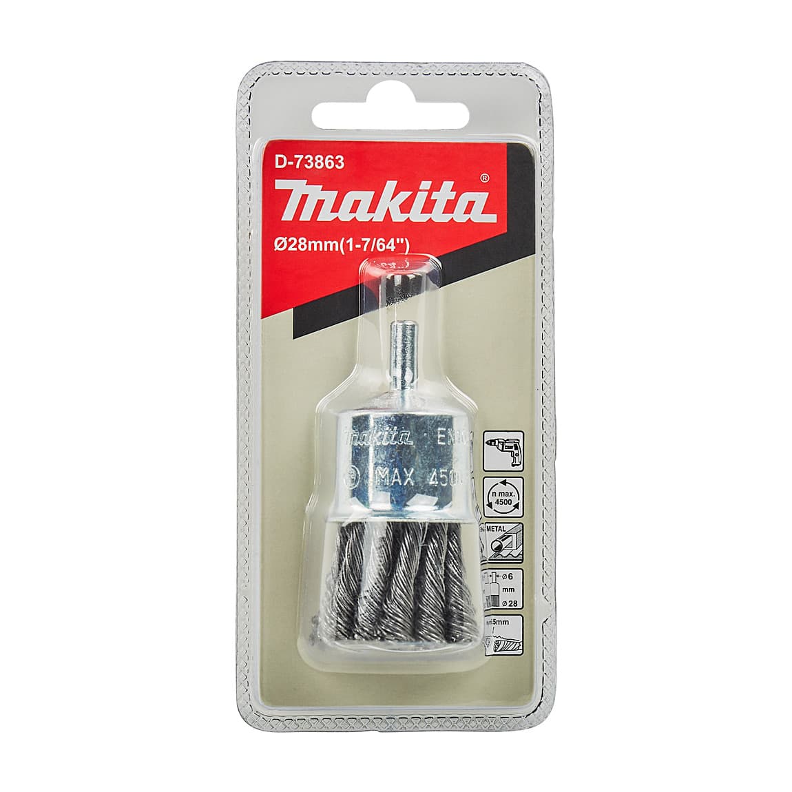 Makita 28 mm Dia. Straight Shank Knotted Wire End Brush, D-73863