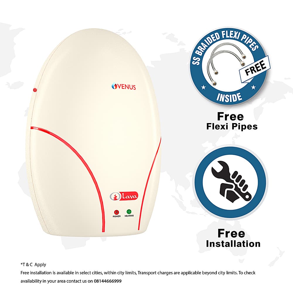 Venus Lava 3 Ltr / 4.5 kW Instant Water Heater (Copper Tank), 3L 45