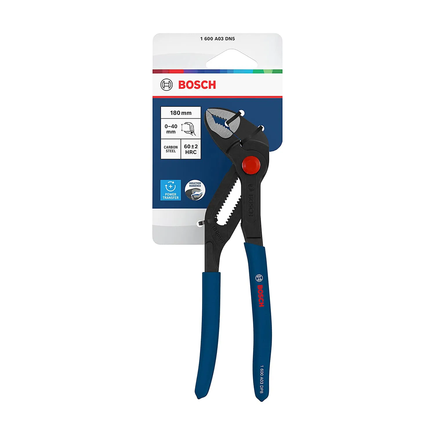 Bosch 7 inch / 180 mm Water Pump Plier with Dipped Non-slip Handle, 1 600 A03 DN5