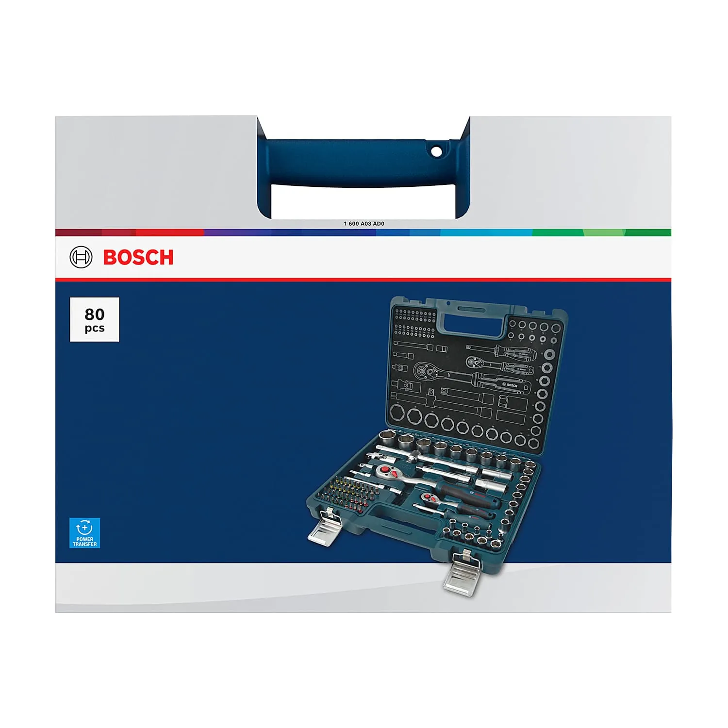Bosch 1/4 inch & 1/2 inch Ratchet Set (Pack of 80 Pcs), 1 600 A03 AD0