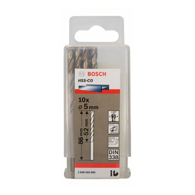 Bosch 5.00 x 80 mm HSS Twist Drill Bit Cobalt, 2 608 585 885