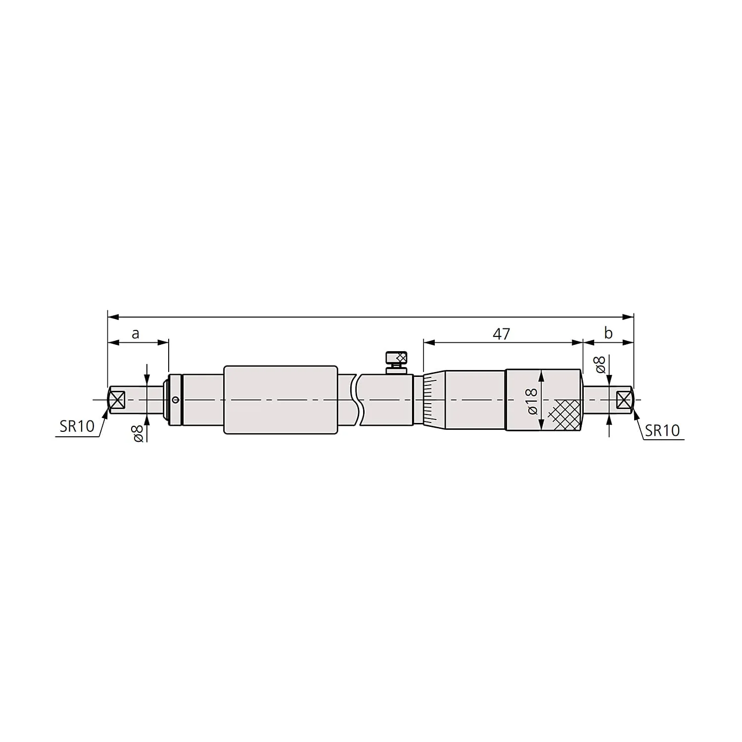 Mitutoyo 425 - 450 mm Tubular Inside Micrometer With Spindle Lock, 133-158