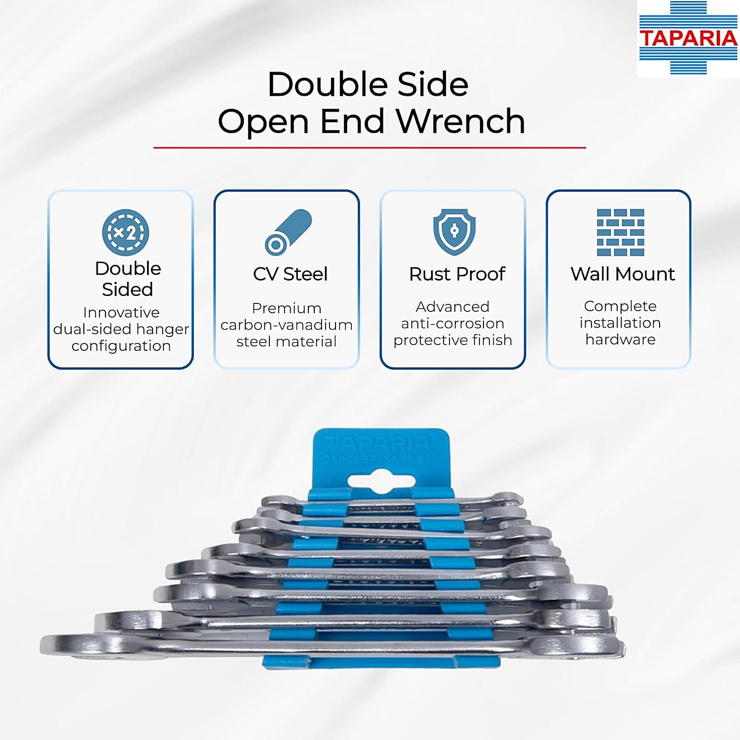 Taparia 12 Pcs Double Ended Open Jaw Spanners Set (Hanger Packing), DEP12HP