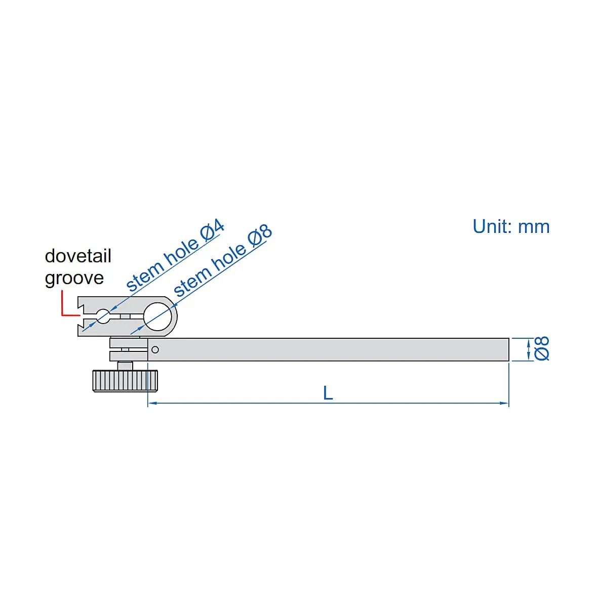 Insize 115 mm Length Dial Test Indicator Holder, 6293-2
