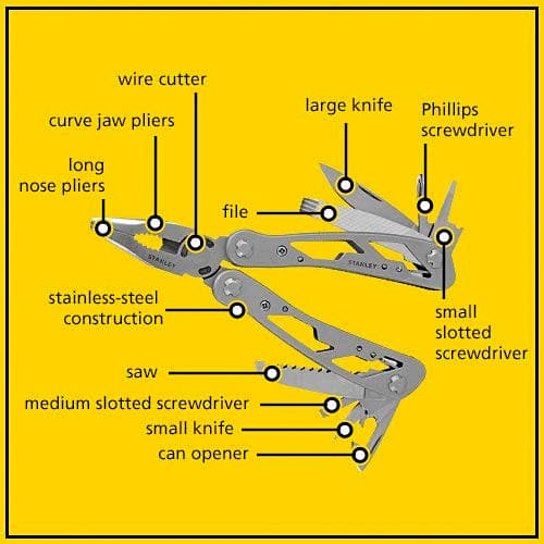Stanley 12-in-1 Multi Tool-Ideal Tool for Home, Car, Bikes, Camping, Outdoor Activity, 1-84-519