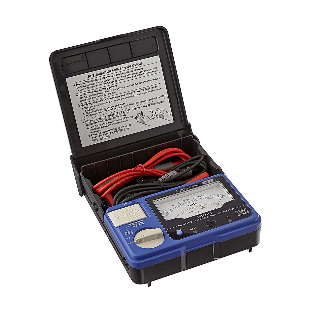 Hioki 500V - 1000M Ohms Single-Range Analog Insulation Resistance HiTester, IR4017