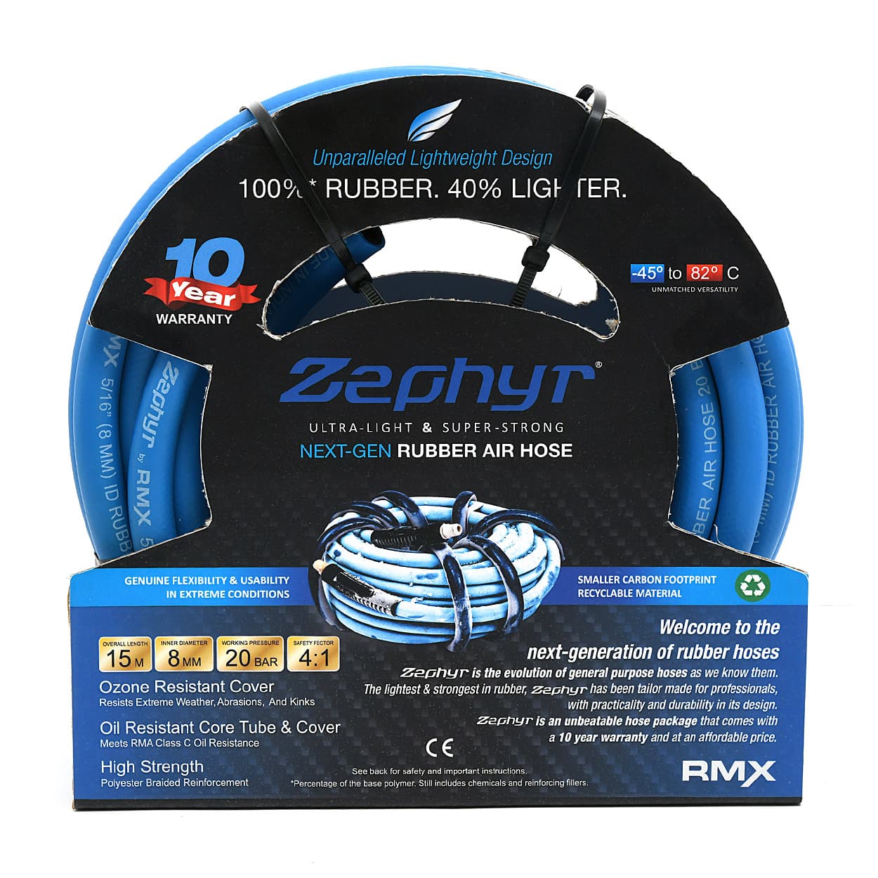 Zephyr 15 Mtr / 8 mm Next-Gen General Purpose Rubber Air Hose, ZA0815