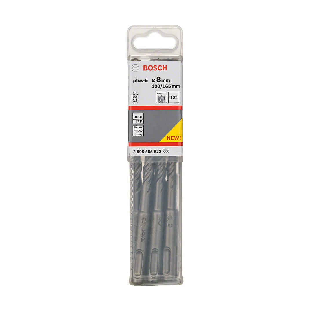 Bosch 8 x 165 mm SDS Plus-5X Hammer Drill Bits, 2 608 585 623