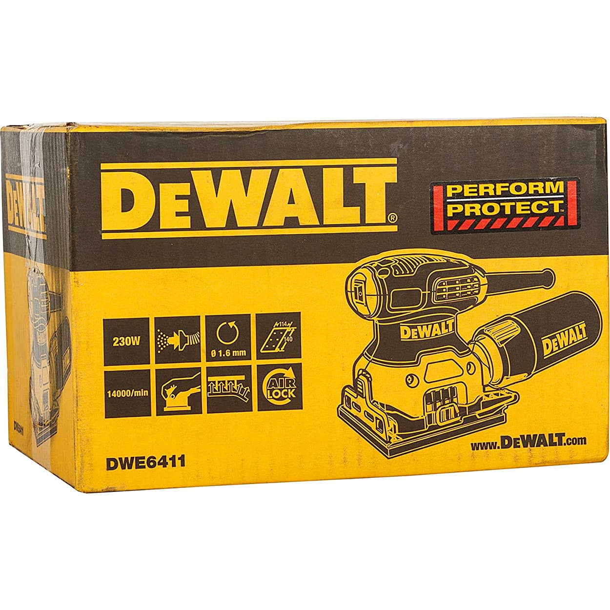 Dewalt 230W 1/4 Inch Sheet Palm Grip Sander-Perform Protect Shield, DWE6411-B5