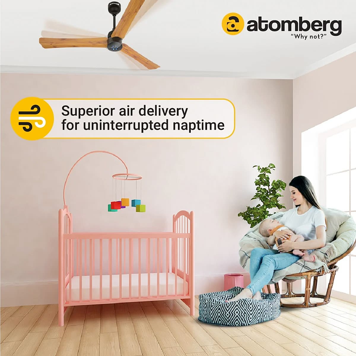 Atomberg Renesa+ 1200 mm Energy Efficient Dust Resistant Ceiling Fan with BLDC Motor and Remote (Golden Oakwood)
