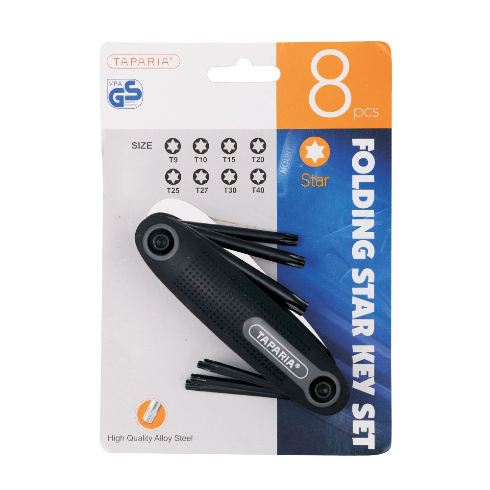 Taparia 8 Pcs (T9 - T40) Folding Torx Allen Key Sets, KFT 8