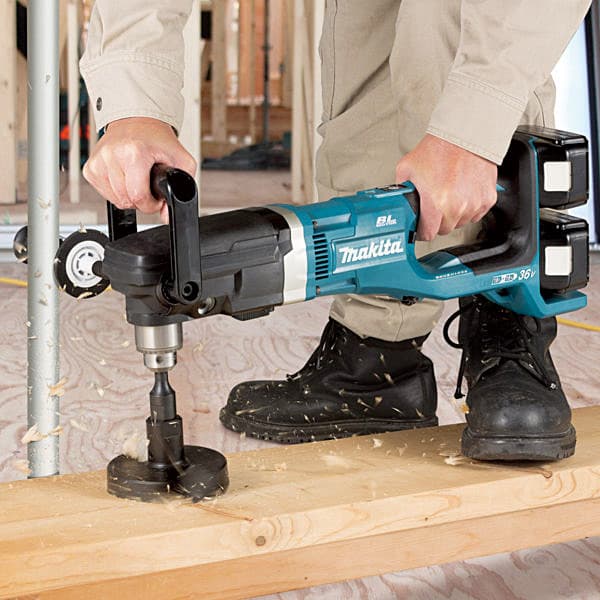 Makita 18V X 2 LXT BL 13 mm (1/2") Cordless Keyed Chuck Angle Drill with Rapid Charger & 2 Pcs 5.0Ah Batteries, DDA460PT2