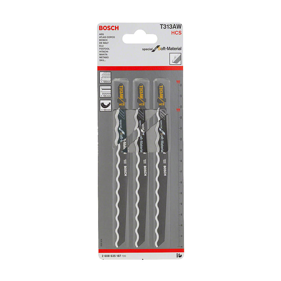 Bosch 152 mm Jigsaw Blades Special for Soft Material (T 313 AW), 2 608 635 187