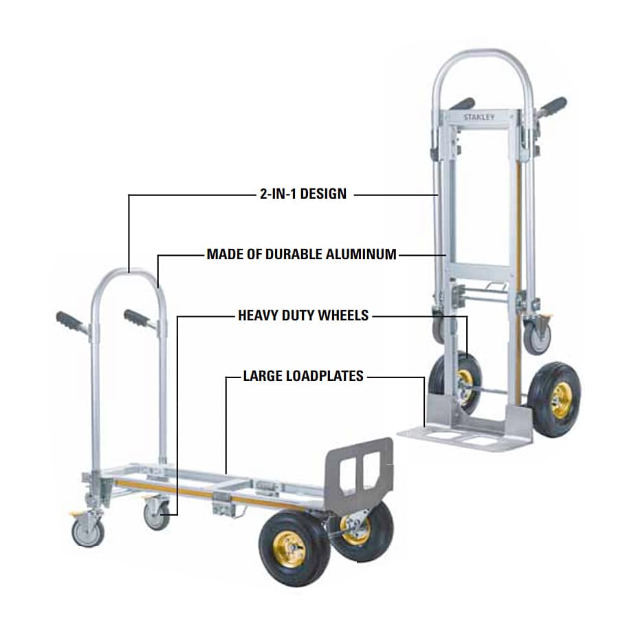 Stanley 250 Kg Load Capacity 2 in 1 Aluminium Multi Truck (Hand Truck), SXWT-MT515