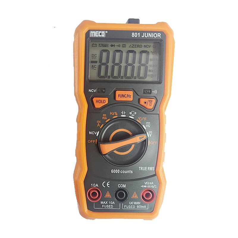 Meco 3% Digit / 6000 Count TRMS Autoranging Digital Multimeter With Holster & Magnet, 801 Junior