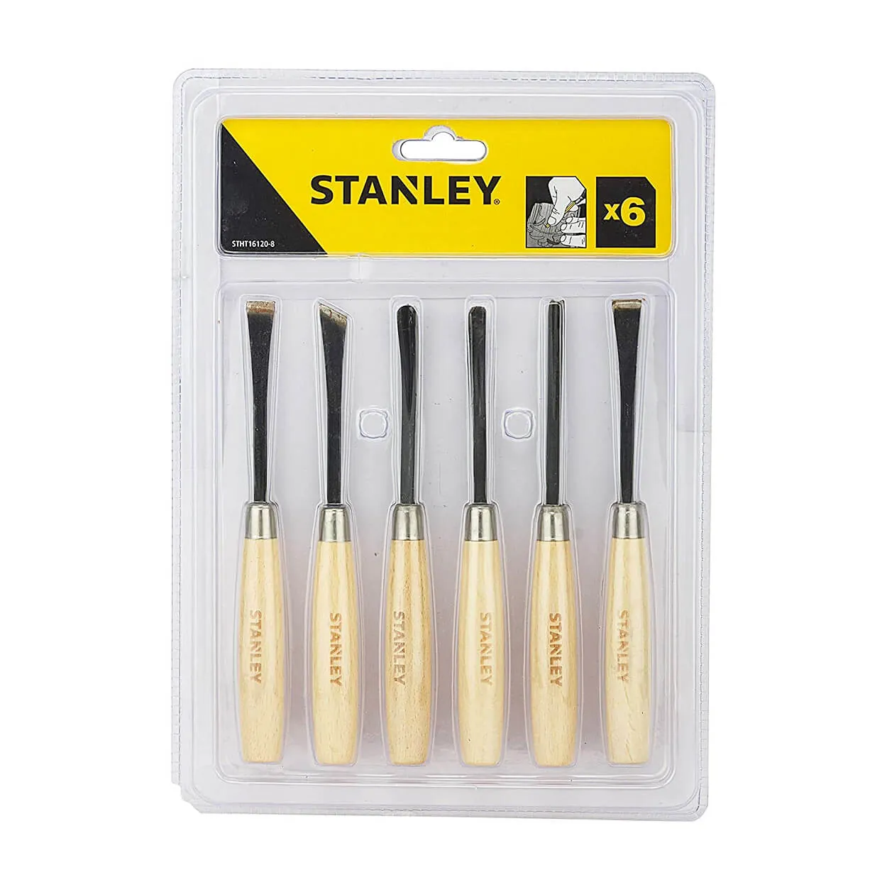 Stanley 6 Pcs 1/4 inch Wood Carving Chisel Set For DIY & Professional Use, 16-120