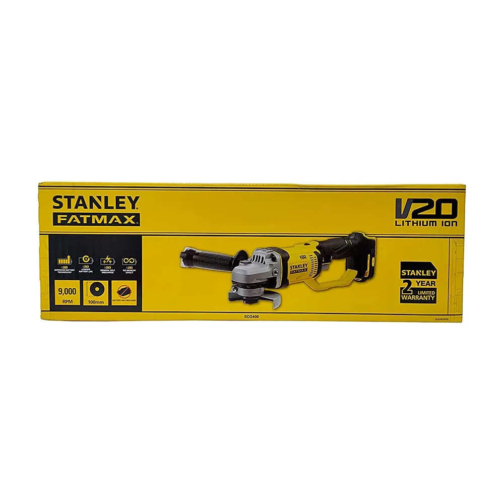 Stanley 100mm / 20V / 2.0Ah Cordless Brushed Grinder (FATMAX), SCG400-B1