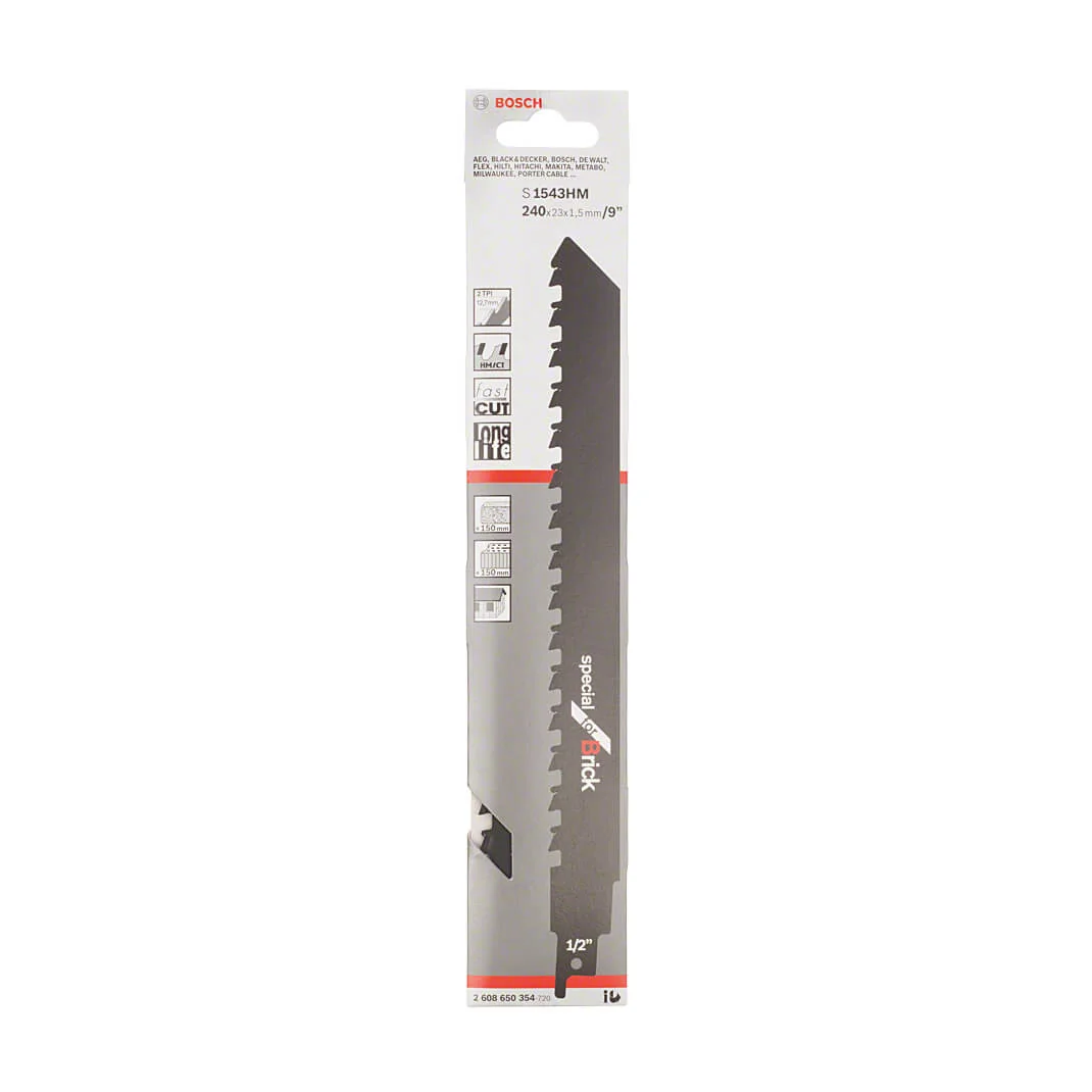 Bosch 240 mm Reciprocating Saw Blades Endurance for Brick (S 1543 HM), 2 608 650 354