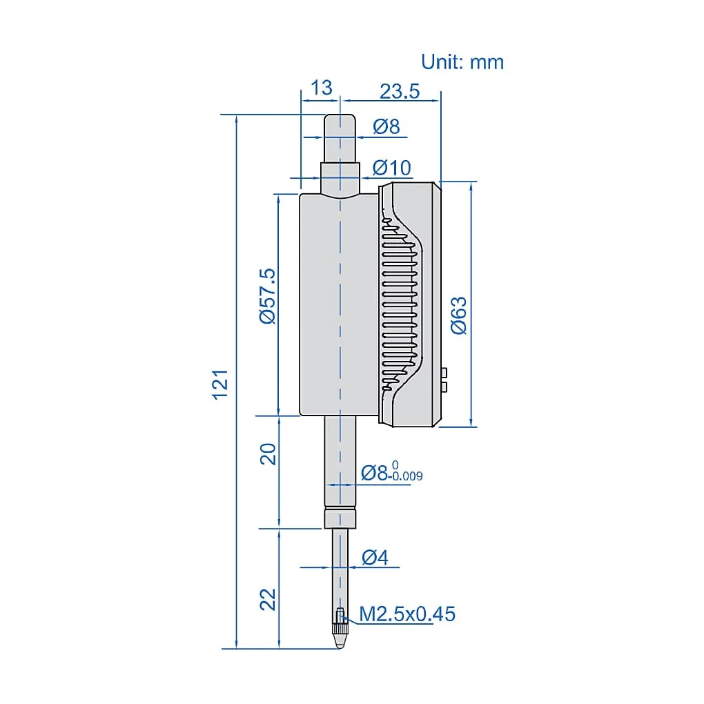 Insize 0 - 12.7 mm / 0.5 inch Bluetooth High Precision Digital Indicator (Flat Back), 2510-10F