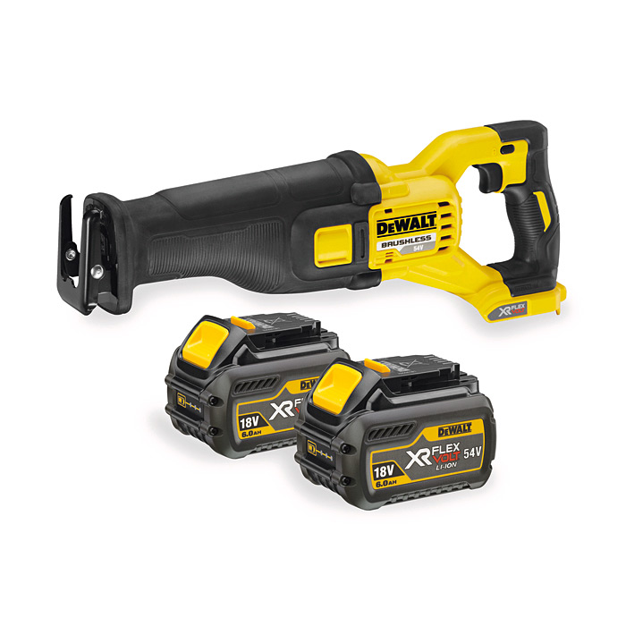 Dewalt 54V / 29mm Stroke XR FLEXVOLT Li-ion Cordless Reciprocating Saw Tstak with Brushless Motor & 2x6.0Ah Batteries, DCS388T2-QW
