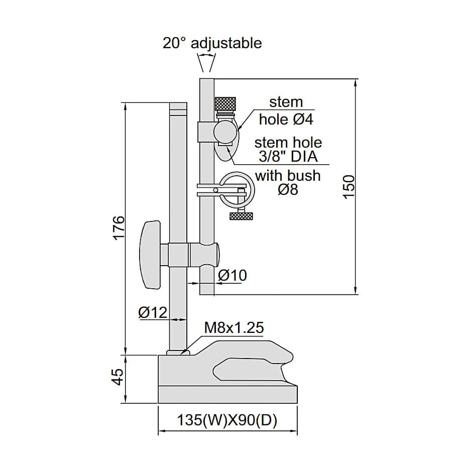 Insize Non-Magnetic Dial Indicator Stand, 6226-60