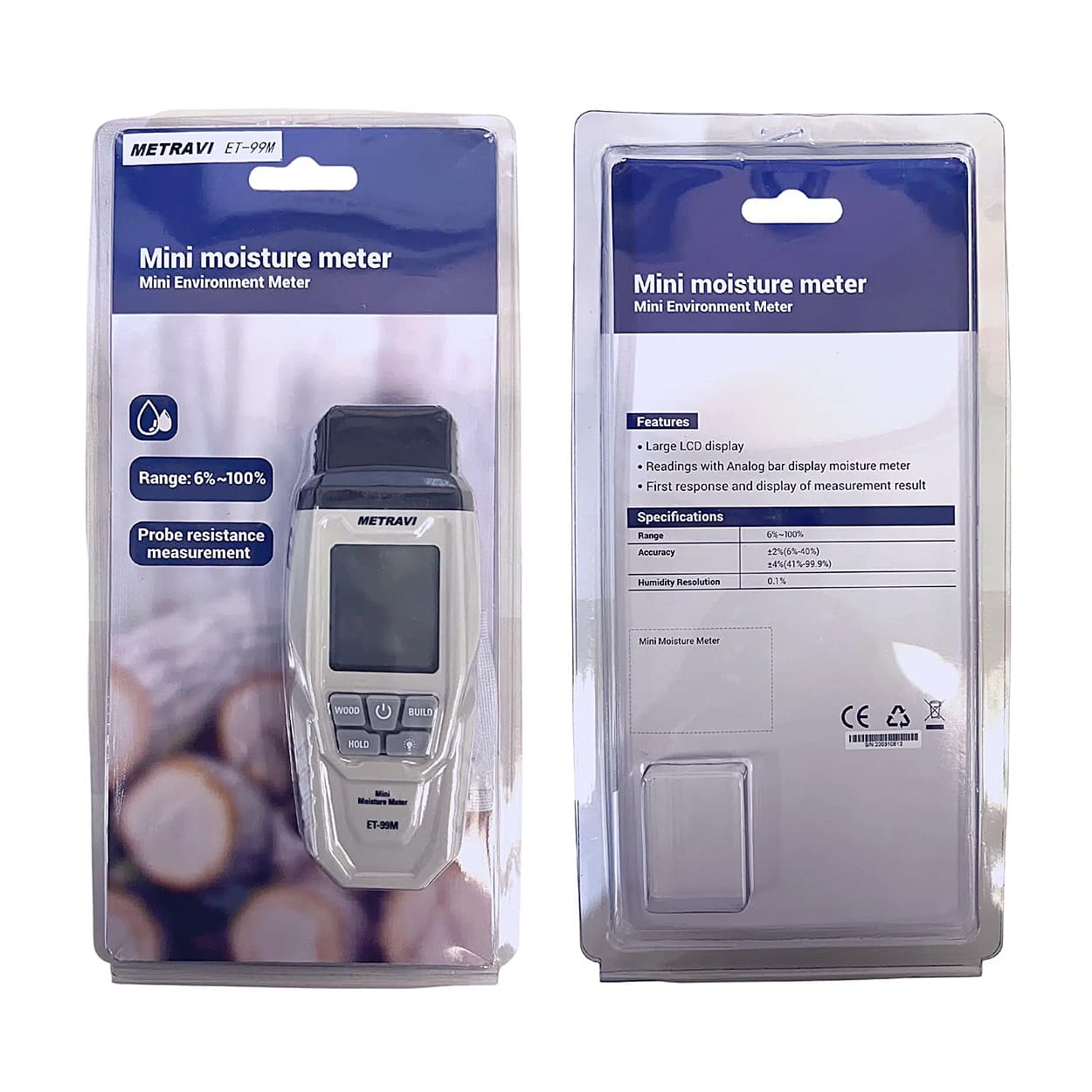 Metravi 6% - 99% Pin-Type Digital Moisture Meter (Mini Environment Meter), ET-99M