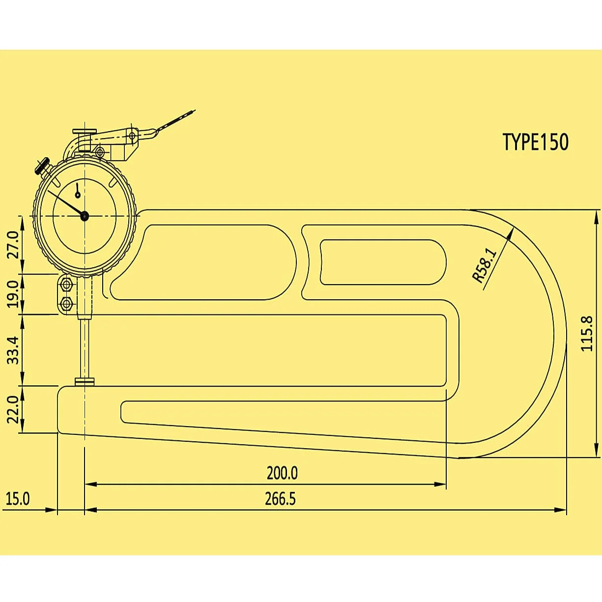 Baker 25 mm Dial Thickness Gauge (Series 150), K150/0