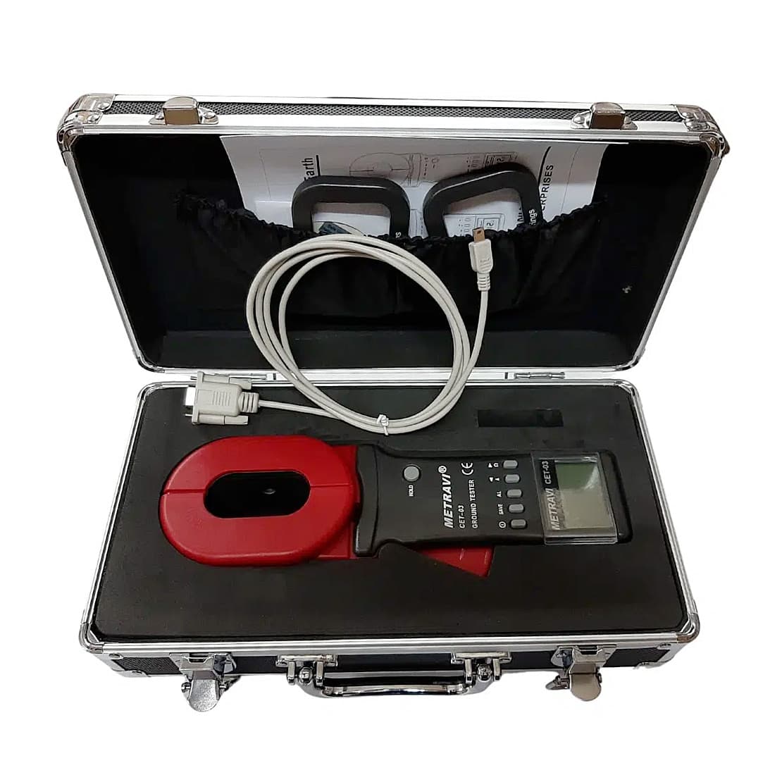 Metravi 4 Digits / 0.01Ohm - 1500Ohm Resistance Range Clamp On Ground Resistance Tester With Long Elliptical Jaw, CET-03