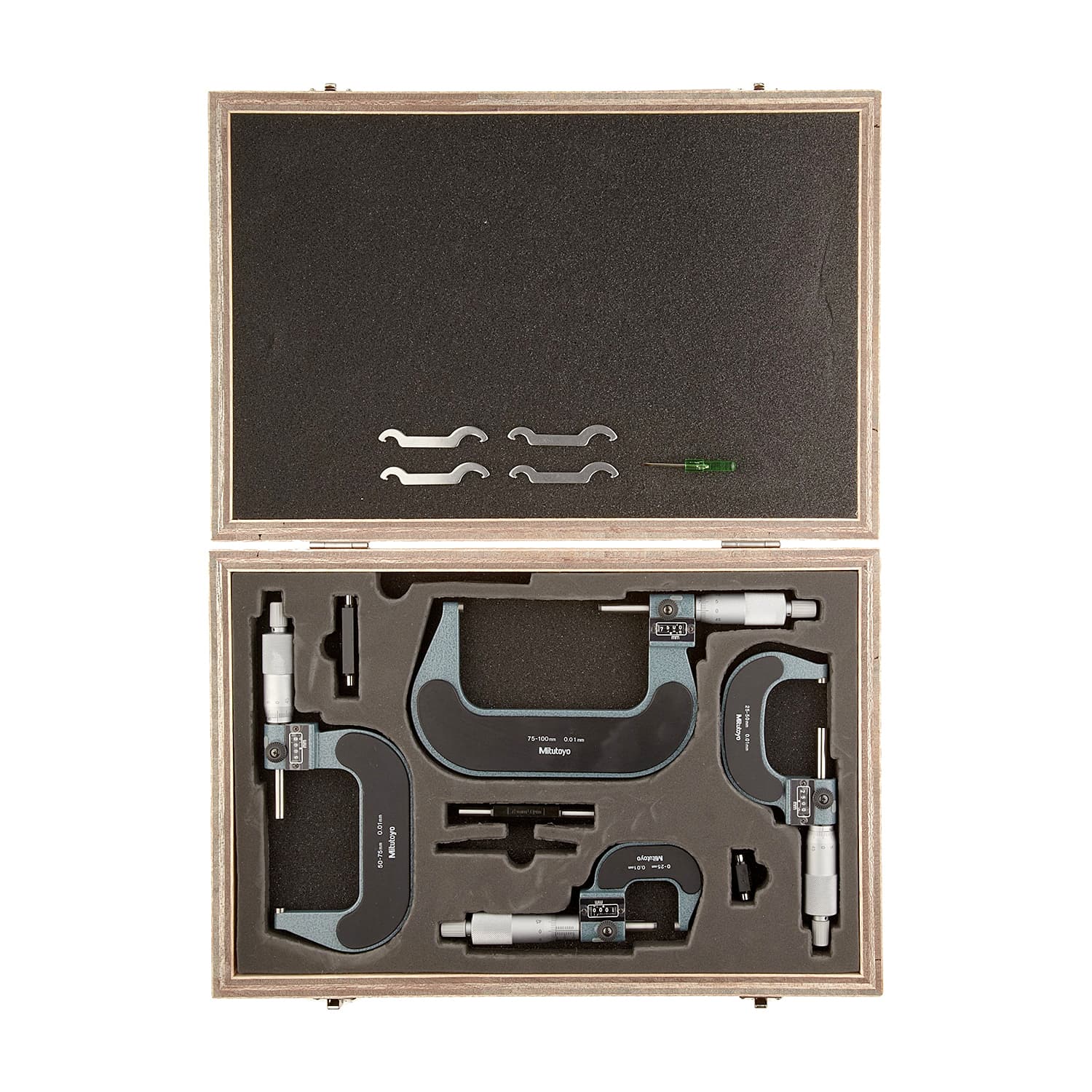 Mitutoyo 0 - 100 mm Digit Outside Micrometer Set (Pack of 4 Pcs), 193-902