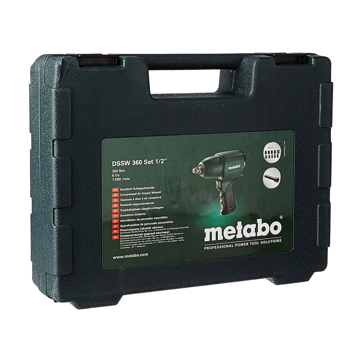 Metabo 1/2 inch Air Impact Wrench Set, DSSW 360