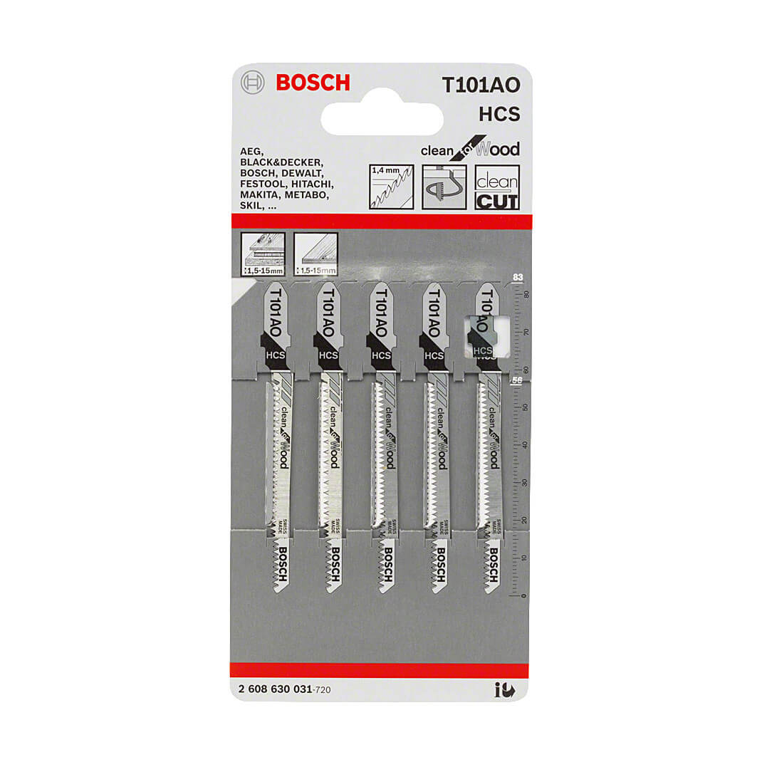 Bosch 83 mm Jigsaw Blades Clean for Wood (T 101 AO), 2 608 630 031